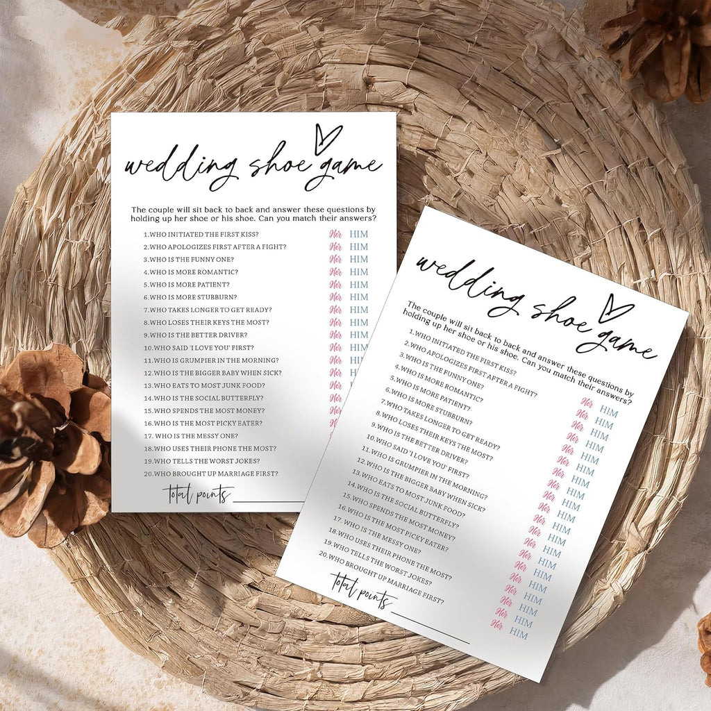 Fun Wedding Games Set - 25 Bridal Shower Games Cards, Engaging Bridal Party Entertainment for Wedding Shower, Engagement Party & Reception Fun a Must-Have for Minimalist Newlywed Game - A06