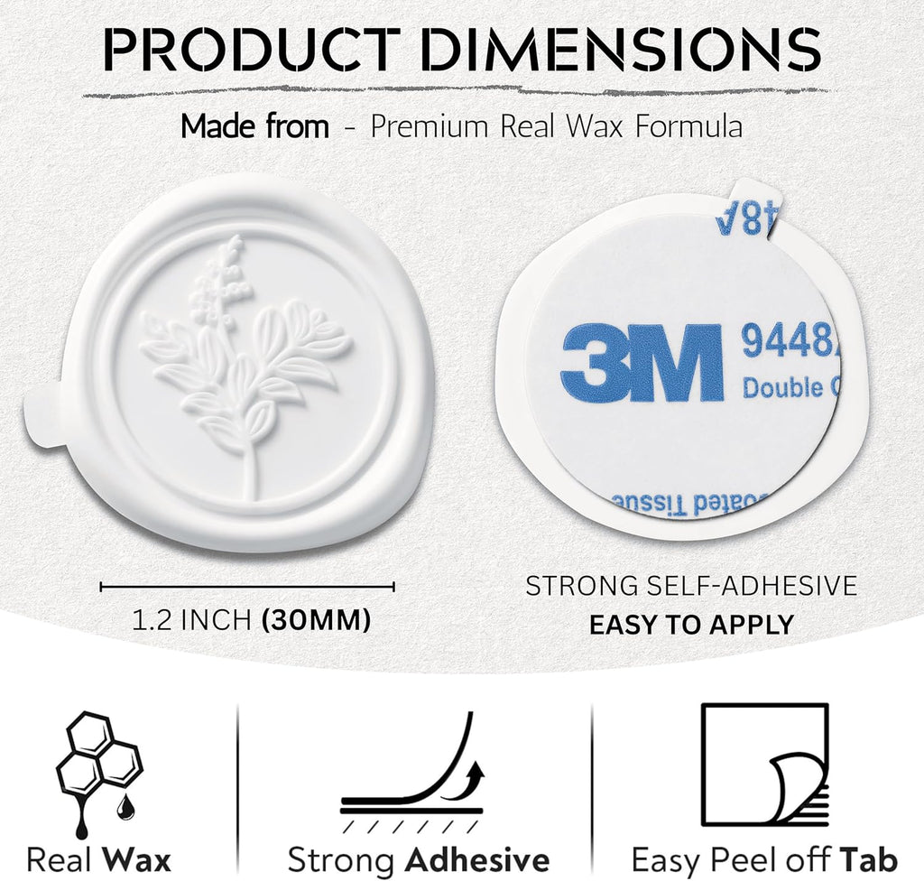 Wax Seal Stickers (60 Pcs, 3 Designs in 1 Pack) Premium Envelope Seal Stickers for Wedding Invitation Envelopes, Adhesive Wax Seals, Perfect for Seating Chart, Gift Wrapping