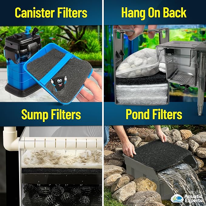 Aquarium Carbon Pad - Cut to Fit Carbon Infused Filter Pad Media for Crystal Clear Fish Tank and Ponds (18 Inch Width, 36 Inch Long)-PawvioPets