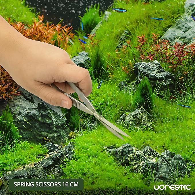 Aquarium Spring Scissors, 6.3 Inch Aquarium Scissors Spring, Aquascaping Spring Scissors, Terrarium and Aquarium Scissors, Aquarium Scissors for Plants-PawvioPets