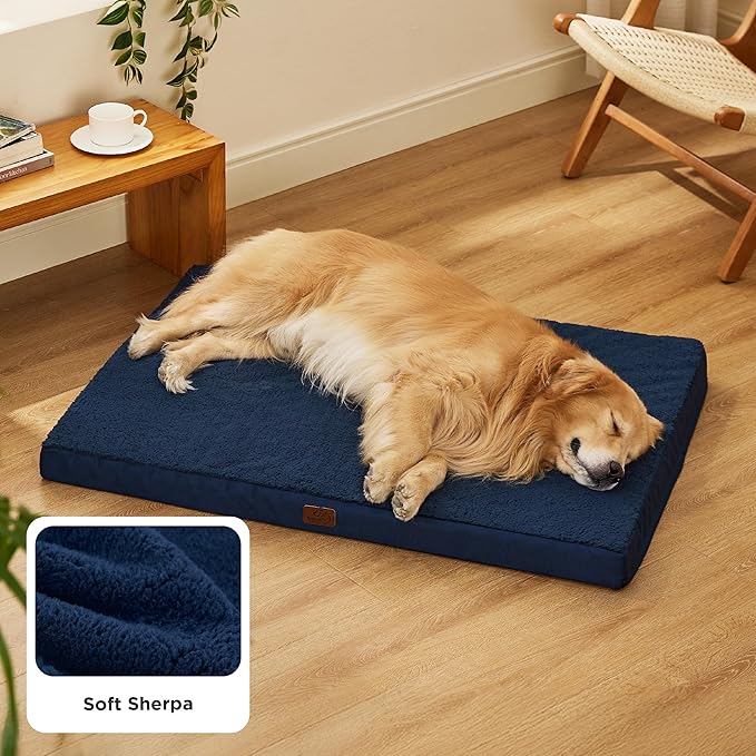 Bedsure XL Dog Beds Large Sized Dog -Orthopedic Flat Extra Large Pet Beds with Removable Washable Cover, Egg Crate Foam Mat, Suitable for Pet Up to 100 lbs-PawvioPets