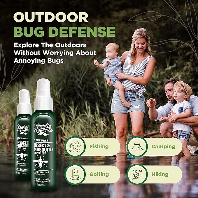 Deet-Free Insect & Mosquito Repellent 8oz – Nice Smelling Insect Repellent with Lemongrass Oil Safe for Pets and Kids – Bug Spray Against Mosquitoes, Gnats, Black Flies, No-See-ums, and Other Insect-PawvioPets