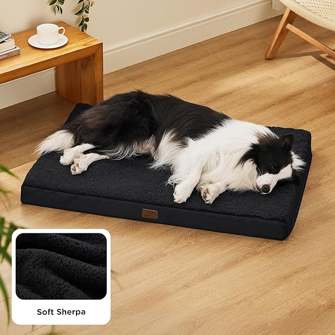 Bedsure Dog Bed for Large Dogs - Orthopedic Waterproof Puppy Beds with Removable Washable Cover, Egg Crate Foam Pet Mat, Suitable for Pet Up to 65 lbs-PawvioPets