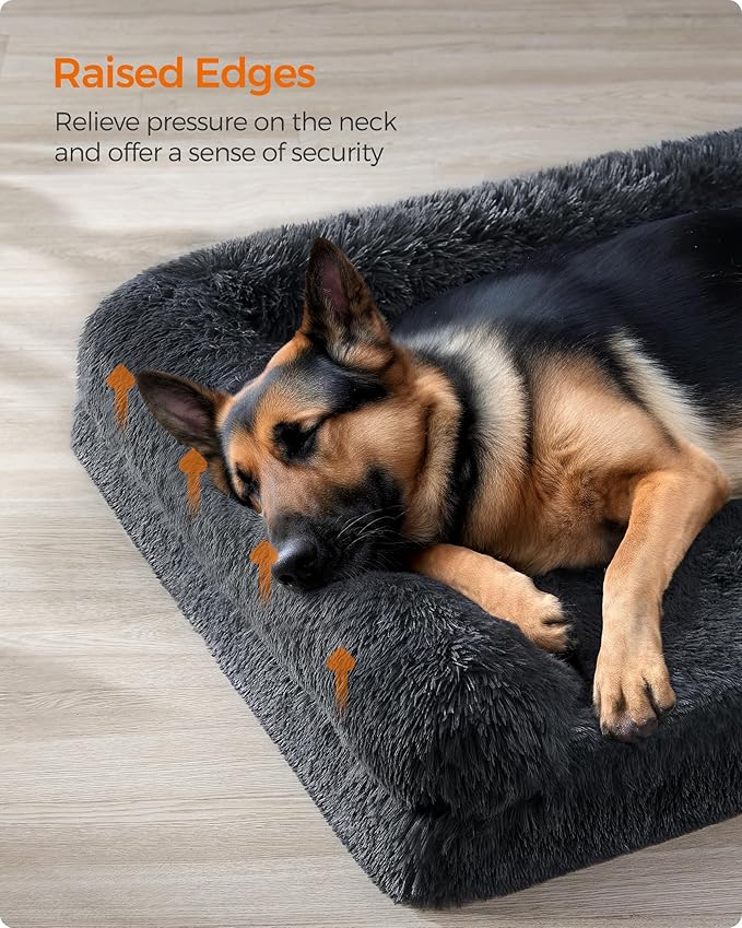 Feandrea Dog Bed, Orthopaedic Dog Sofa Bed for Large Dogs, Waterproof Ped Bed with Removable Washable Cover, 48 x 33.5 x 9.5 Inches, Dark Gray UPGW234G02-PawvioPets