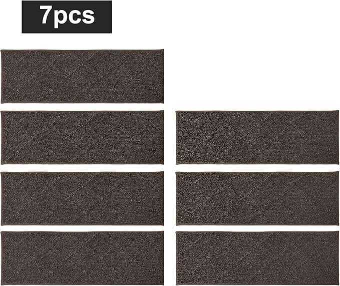 COSY HOMEER Edging Stair Treads Non-Slip Carpet Mat 28inX9in Indoor Stair Runners for Wooden Steps, Edging Stair Rugs for Kids and Dogs, 100% Polyester TPE Backing (7pc, Brown)-PawvioPets