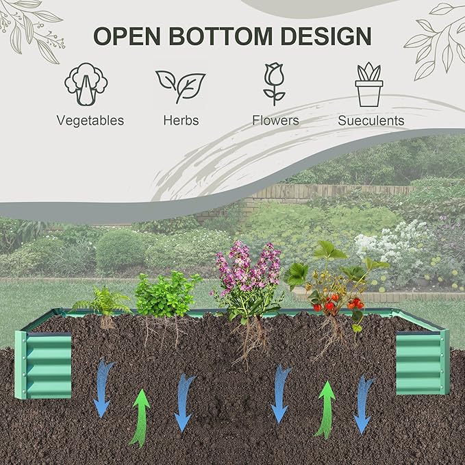 Domi Galvanized Raised Garden Bed, 6x3x1Ft Thickening Metal Planter Box for Vegetables Bottomless for Backyard Outdoor, 1" Deep w/ 128 Gallon Capacity - Green-PawvioPets