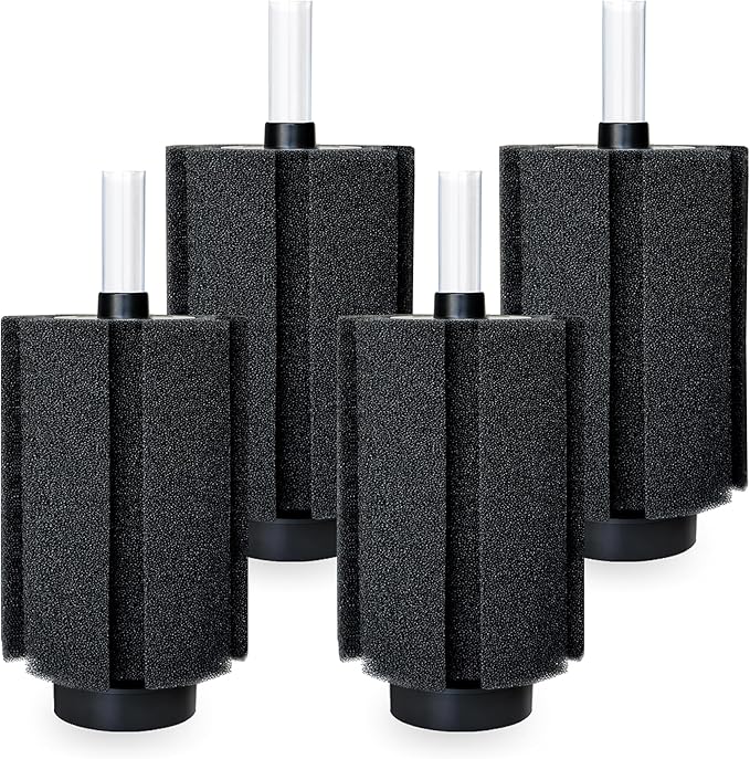 125-150 Gal Extra Large Aquarium Sponge Filter with Air Stone and Ceramic Media, 4 Pack Quiet Fish Tank Sponge Filter for Breeding Fry Betta Shrimp Fish Tank-PawvioPets