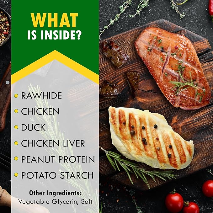 Dog Treats Rawhide Sticks Wrapped with Chicken 11 oz Pet Natural Chew Treats - Grain Free Meat & Human Grade Dried Snacks - Best for Small & Large Dogs (10.6 Ounce (Pack of 1), Triple Sticks)-PawvioPets