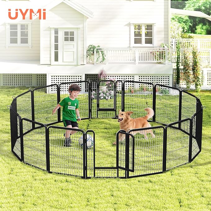 32 Inch Dog Playpen - 16 Panels Metal Pet Exercise Pen for Small-Medium Dogs, Indoor/Outdoor Dog Fence for Yard, Garden, Camping & RV Travel-PawvioPets