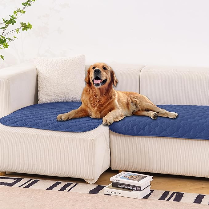 gogobunny 100% Double Sided Waterproof Dog Blanket Soft Pet Bed Cover Reversible Protect Furniture Couch Sofa Car for Puppy Large Dog Cat (Dark Navy/Light Navy, 32x53 Inch (Pack of 1))-PawvioPets
