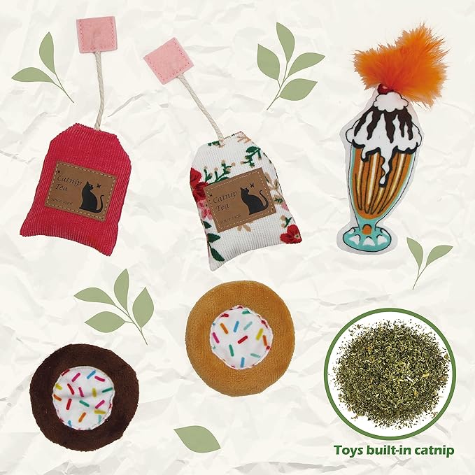 8 Assortments Sweets Value Pack, Natural Interactive Catnip Cat Toys, Toy with Crinkle and Feather, Accessories for Indoor Cat, Kitten Toys-PawvioPets