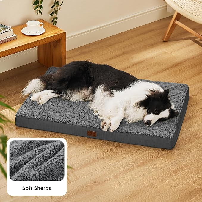 Bedsure Dog Beds Large Sized Dog - Orthopedic Flat Pet Beds with Removable Washable Cover, Egg Crate Foam Puppy Mat, Suitable for Pet Up to 65 lbs-PawvioPets