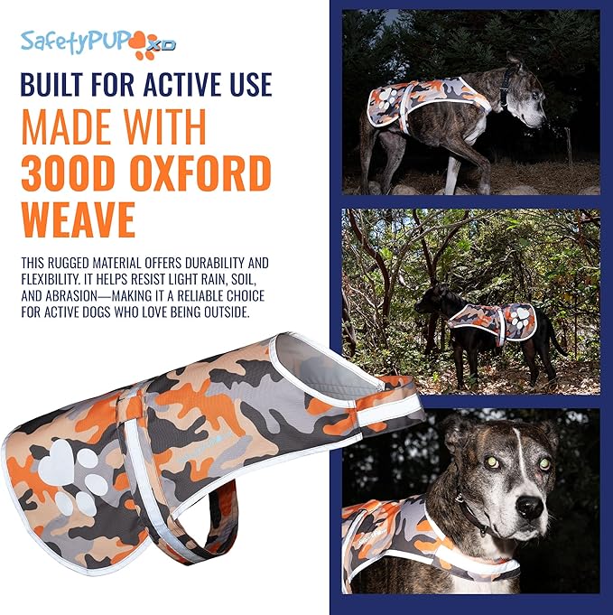 Dog Reflective Vest – Hi-Vis Fluorescent Visibility That Helps to Safeguard Your Pet On/Off Leash in Urban & Rural Areas (Camo, Medium)-PawvioPets
