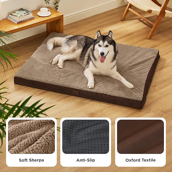 Bedsure XXL Dog Bed for Large Dogs - Orthopedic Flat Giant Pet Beds with Removable Washable Cover, Jumbo Egg Crate Foam Mat, Suitable for Pet Up to 150 lbs-PawvioPets