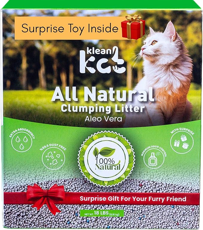 All Natural Clumping Cat Litter – Multiple Scents – Low Dust, Odor Control – (Aloe Vera) 18 lb - Surprise Toy Inside-PawvioPets