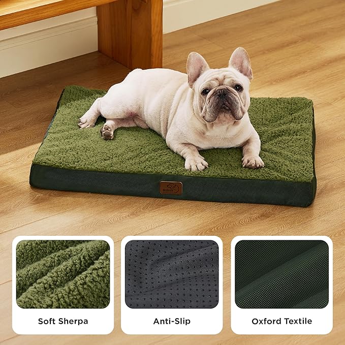 Bedsure Dog Bed Medium Size Dog - Orthopedic Flat Puppy Beds with Removable Washable Cover, Egg Crate Foam Pet Mat, Suitable for Pet Up to 35 lbs-PawvioPets