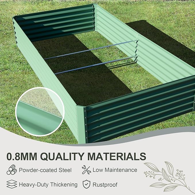 Domi Raised Garden Beds Outdoor, 6x3x1.5Ft Thickening Tall Metal Rectangular Deep Root Box Planter for Vegetables, Flowers, Herbs, and Succulents 1.5" Deep w/ 192 Gallon Capacity - Green-PawvioPets
