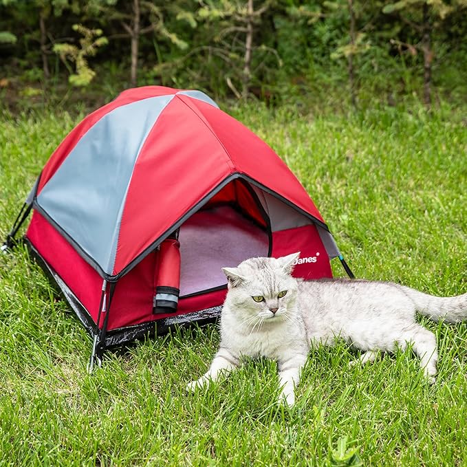 GDanes Cat House Portable Indoor/Outdoor Red Cat Tent for Cats and Small Dogs with Soft Pad-PawvioPets