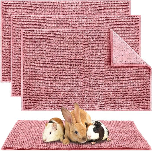 Amylove 4 Pcs Guinea Pig Cage Liner Guinea Pig Bedding Washable Fleece Pee Pads Reusable Small Animals Training Mat Small Animal Sleeping Bed for Bunny Hamster(Pink,16 x 24 Inch)-PawvioPets