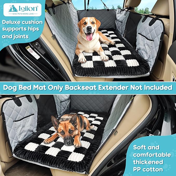 Dog Car Bed Mat, Non-Slip Backseat Extender Pet Blanket, Plaid Dog Bed for Trucks, Sedans & Large SUVs, Chew-Resistant Travel Pad for Dogs, Easy Clean & Scratch-Proof & Comfort (56"x28.7")-PawvioPets