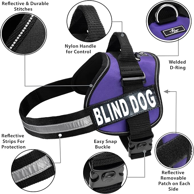 Doggie Stylz Blind Dog Harness No Pull No Escape Dog Vest for Blind Dogs Adjustable Vest with Handle Blind Dog Accessories and Patches for Training and Mobility-PawvioPets
