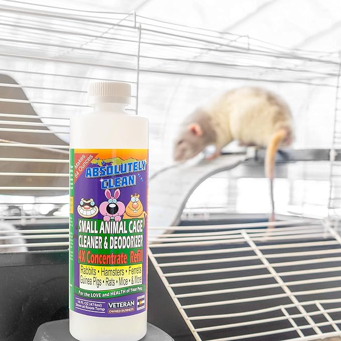 Amazing Small Animal Cage Cleaner - Just Spray/Wipe - Easily Removes Messes & Odors - Hamsters, Mice, Rats, Guinea Pigs, Ferrets - USA Made (16 oz Concentrate)-PawvioPets