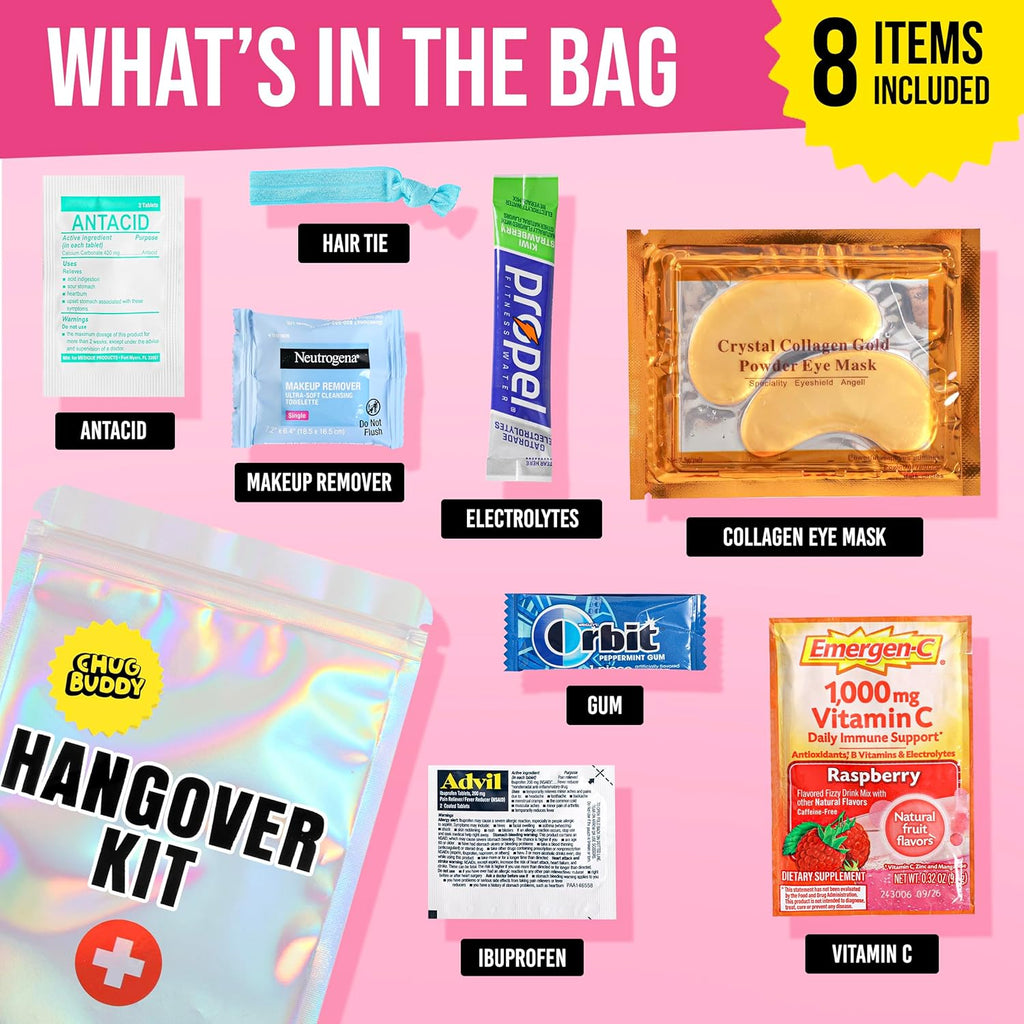 12 Pre-Filled Hangover Kits for Bachelorette Party Favors, 21st Birthday Gifts for her, Bridesmaid Gifts & Girls' Trips | Bulk Hangover Kit Bags & Supplies for Parties & Events (12 Premium Packs)
