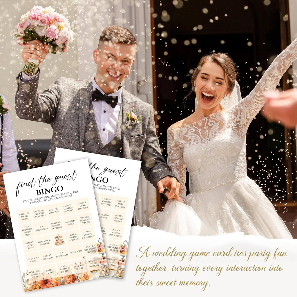 Fall Bridal Shower Games Cards, Find The Guest Bingo, Wedding Bachelorette Party Games, Fall in Love Bridal Shower Decorations, 25 Cards, G09