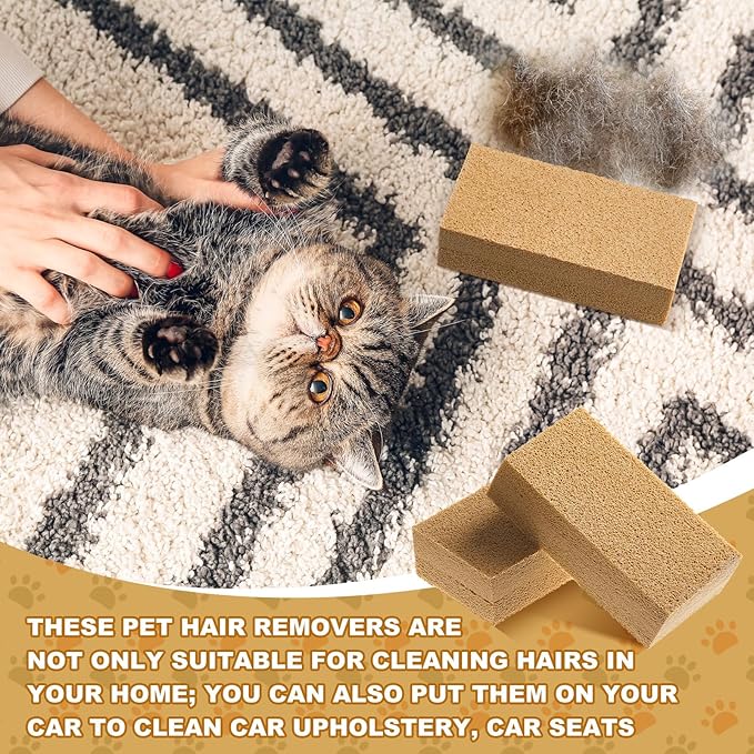 3 Pack Pet Hair Remover Sponge Cat and Dog Hair Sponge Rubber Pet Fur Lifter Removal Tool, Remove from Furniture, Carpet, Bedding, Clothing, 6.26 x 3.28 x 1.89 Inch-PawvioPets