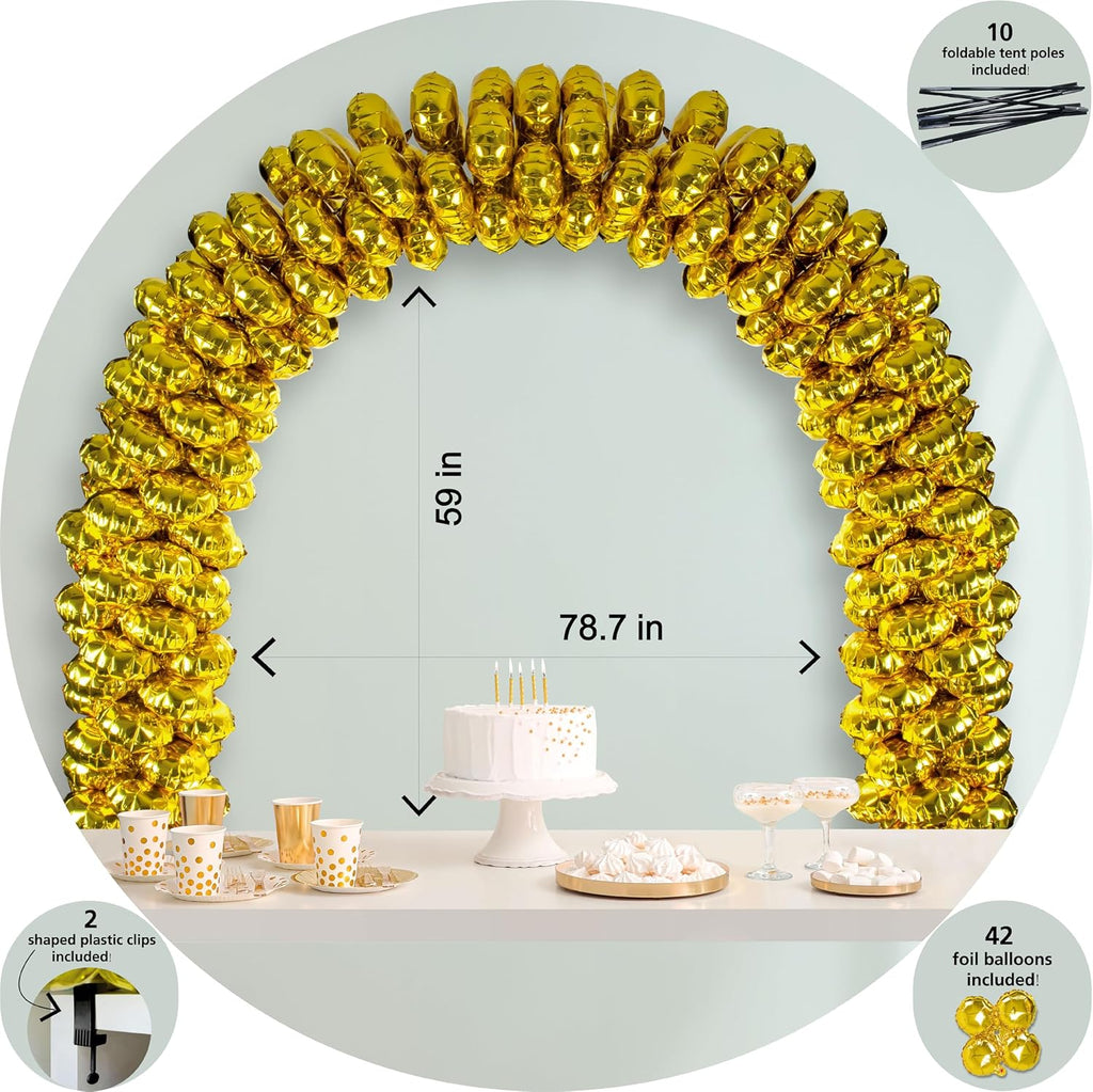 6.6FT Balloon Table Arch Kit – Adjustable Foil Balloon Arch Stand for Birthday, Wedding, Party, Baby Showers and Graduation Decorations – Easy Assembly Party Supplies (Champagne gold)
