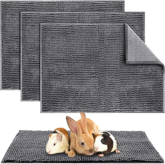 Amylove 4 Pcs Guinea Pig Cage Liner Guinea Pig Bedding Washable Fleece Pee Pads Reusable Small Animals Training Mat Small Animal Sleeping Bed for Bunny Hamster(Dark Gray,16 x 24 Inch)-PawvioPets