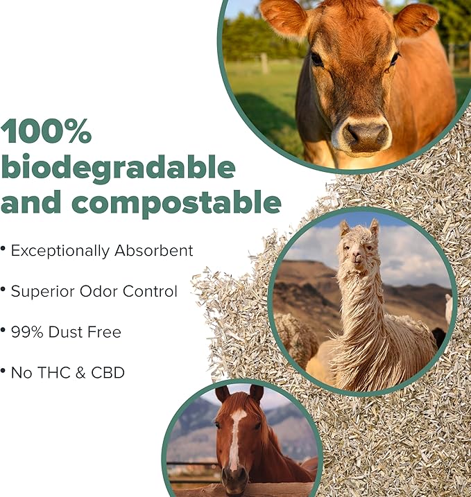 All Walks 150 Liter(30 lbs) Hemp Bedding for Chicken Coops, Hampters, Ducks, and Turkeys - 100% Natural, Superior Odor Control, Biodegradable Pet Bedding, Dust-Free - Made in USA-PawvioPets