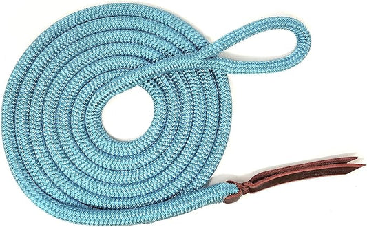 Double Braid Lead Rope with Eye Splice Loop, 12-14FT Lengths (Ice Blue, 12 ft.)-PawvioPets