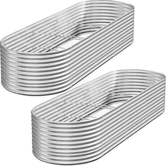 FRIZIONE 2pcs 9 in 1 Tall 8x2ft Galvanized Raised Garden Bed Outdoor,Steel Garden Bed for Vegetables,Above Ground Garden Box for Flower,Metal Raised Beds for Gardening-PawvioPets
