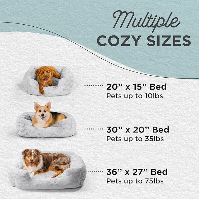 Best Friends by Sheri Lux Lounge Bed Calming Faux Fur Dog Bed, Gray, Medium, 30" x 20"-PawvioPets