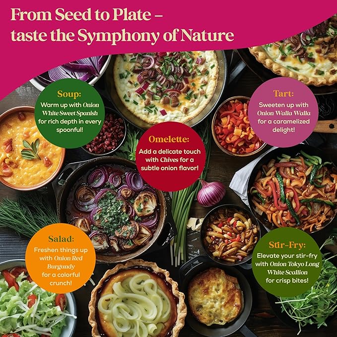 10 Gourmet Onion Seeds for Planting Variety Pack - 2,900+ Non-GMO Heirloom Vegetable Seeds for Growing Indoor & Outdoor: Red Burgundy, Leek, Walla Walla, Grano White & Yellow Sweet Spanish-PawvioPets