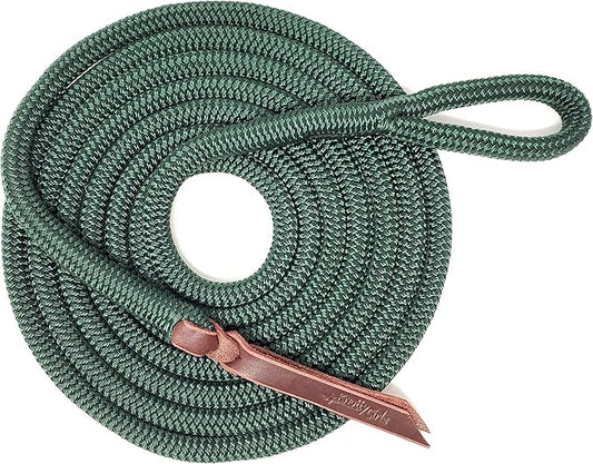 Double Braid Lead Rope with Eye Splice Loop, 12-14FT Lengths (Hunter Green, 12 ft.)-PawvioPets