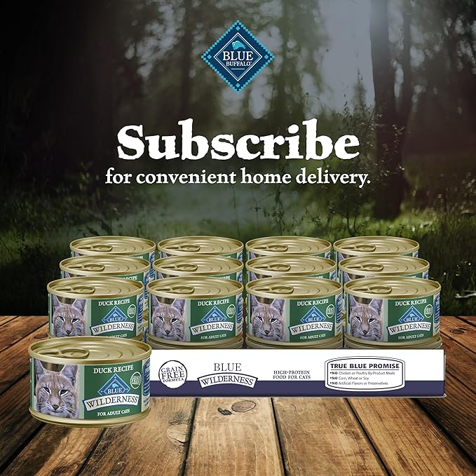 Blue Buffalo Wilderness Natural High-Protein Grain-Free Wet Food for Adult Cats, Duck Paté, 3-oz. Cans, 24 Count-PawvioPets