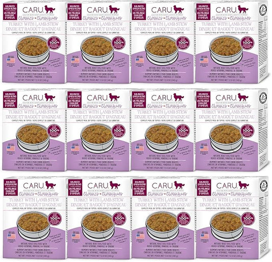 Caru - Real Turkey with Lamb for Dogs, Natural Adult Wet Dog Food with Added Vitamins and Minerals, Free from Grain, Wheat and Gluten (12.5 Ounce, Pack of 12)-PawvioPets