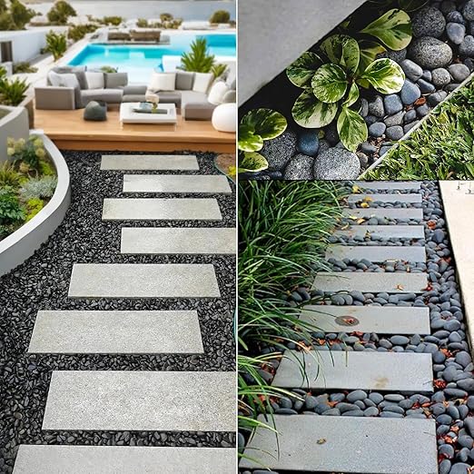 5 lbs Natural Mexican Beach Pebbles, 1-2 Inch Large River Rocks for Plants and Landscaping, Decorative Stone for Fish Tank Aquarium Fountain Garden Paving Walkways Pathways Backyard, Grey-PawvioPets