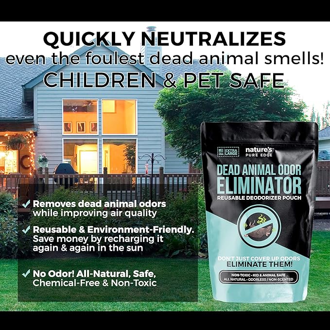 Dead Animal Smell Eliminator Pouch – Fragrance-Free, Reusable Deodorizer for Attic, Wall, Crawlspaces. Removes Decay Odor, Pet & Kid Safe, Extra Large, Covers Up to 375 Sq Ft.-PawvioPets