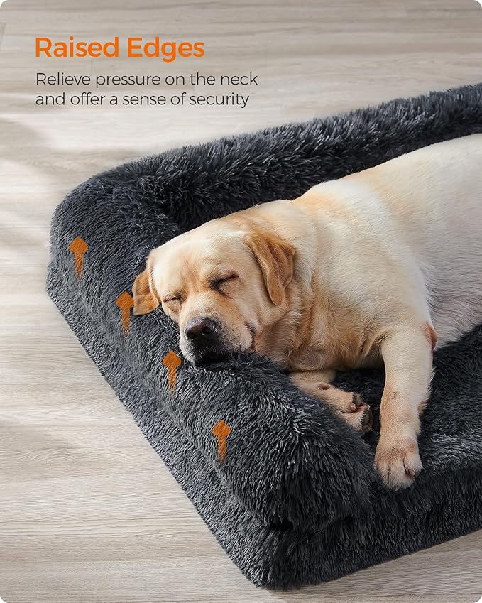 Feandrea Dog Bed, Orthopaedic Dog Sofa Bed for Medium and Large Dogs, Waterproof Ped Bed with Removable Washable Cover, 42 x 31.5 x 9 Inches, Dark Gray UPGW233G02-PawvioPets