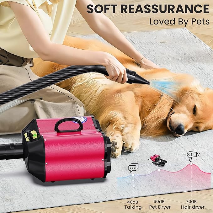 Flying Pig Double Motor High Performance Dog Pet Grooming Dryer -Magenta-PawvioPets