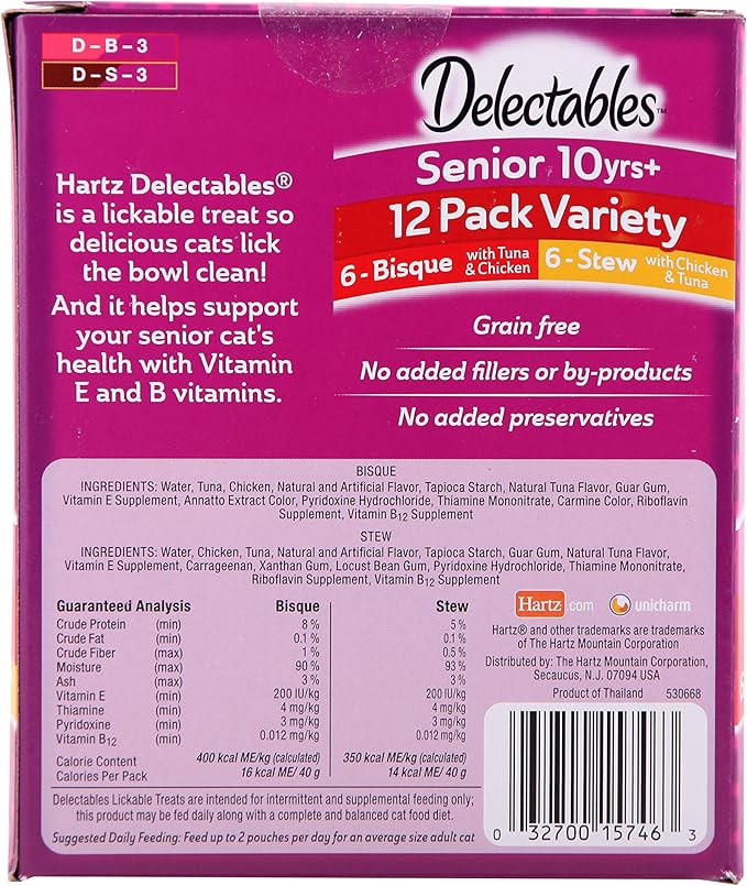 Delectables Senior Stew & Bisque Lickable Wet Cat Treats Variety Pack-PawvioPets