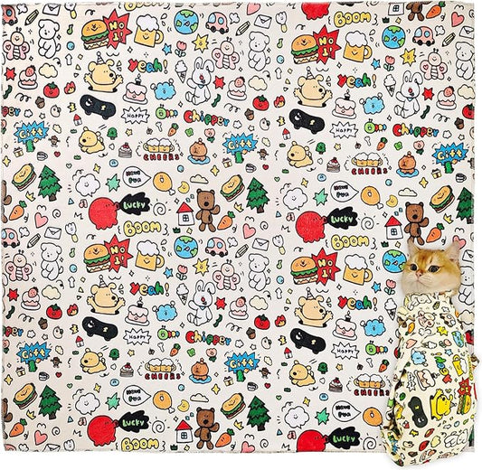 Cat Grooming Restraint Wrap – Self-Adhering Swaddle for Nail Clipping, Anti-Scratch & Escape-Proof, Calming Cat Swaddle Wrap for Grooming or Medication (Extra-Large, for Over 1 Year Old Kittens)-PawvioPets