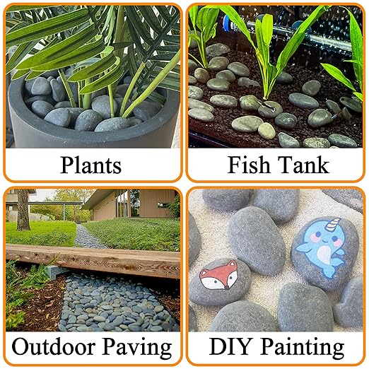 45 LB Mexican Beach Pebbles - 1-2 Inch Decorative River Rocks for Landscaping, Garden Paving, Plant Rocks, Crafting, Walkways, Backyard, Grey Natural Unpolished Bulk Stones-PawvioPets