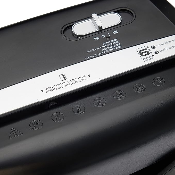 Amazon Basics 6 Sheet Cross Cut Paper and Credit Card Home Office Shredder with 3.8 Gallon Bin, Black-PawvioPets