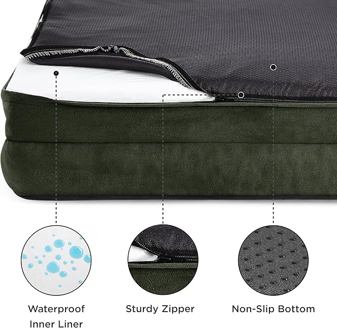 Bedsure XL Orthopedic Dog Bed for Extra Large Dogs - Waterproof XLarge Dog Cat Bed, Comfort Dogs Couch Sofa with Washable Removable Cover, Pet Bed with Nonskid Bottom, Boreal Canopy Green, 42"-PawvioPets