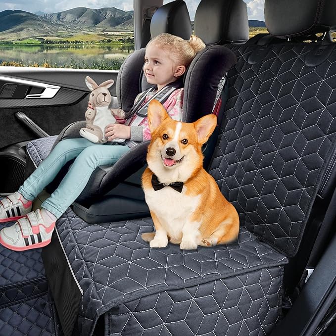 Dog Car Seat Covers for Back Seat,Waterproof Pet Bench Seat Covers for Trucks Ford f150/Ram1500/Nissan Frontier/Toyota Tacoma/GMC Canyon/Silverado Scratch Nonslip Truck Seat Cover for Dogs-PawvioPets