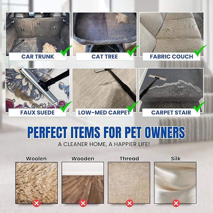 2025 Dual-Edge Carpet Rake for Pet Hair Removal & Fluffing Matted Carpet – 61" Adjustable Handle, Deep Clean Dog & Cat Hair Remover, Reusable Scraper for Rugs, Low Pile Carpet, Couch & Stairs-PawvioPets